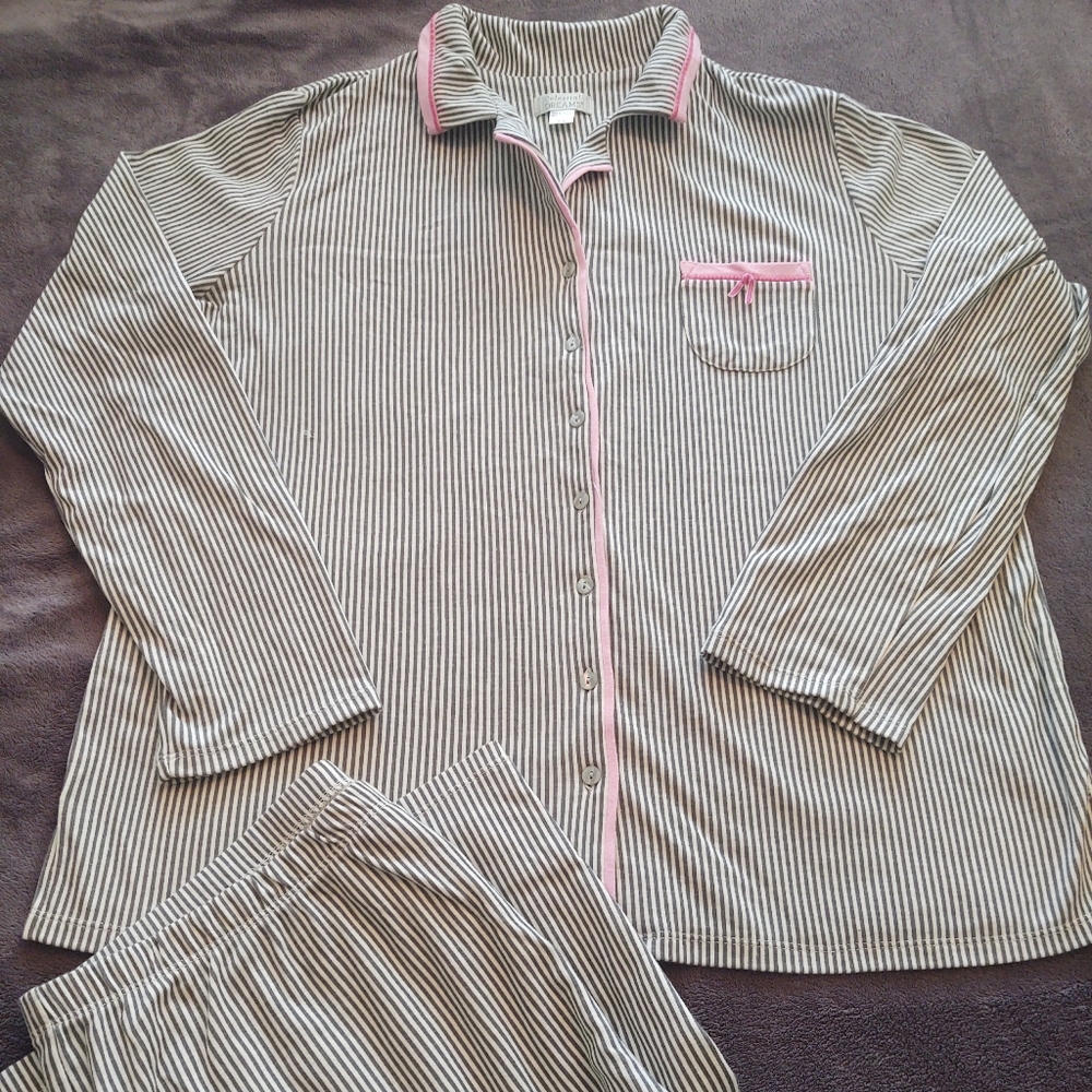 Celestial Dreams, XL, gray and white stripe with pink accent